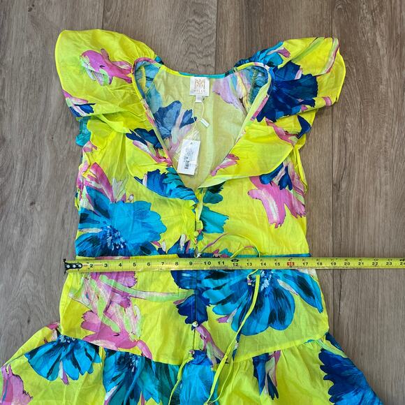 MILLY CABANA Women's Dana Floating Cosmos Dress Size S In Jux Neon Yellow - Picture 10 of 15